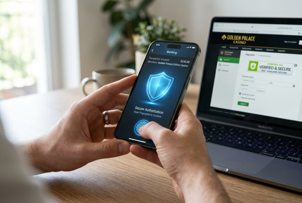 Bezpieczna transakcja mobilna chroniona przez biometrię i szyfrowanie.